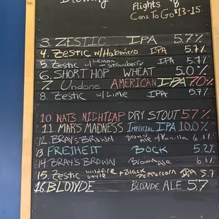 The menu!