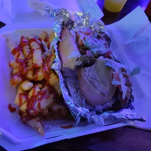 Salmon &amp; Shrimp Philly w/fries