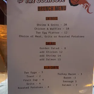 Sunday Brunch Menu. Open every Sunday during football (regular) season