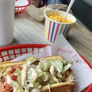 BLT Dog with Mac and cheese