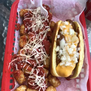 Chili Cheese Combo with Pizza Tots