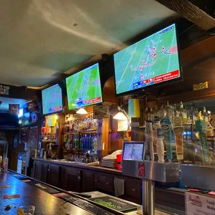 the bar and televisions