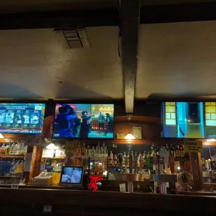 the bar and televisions