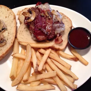 Double burger (small, but priced comparably), on sourdough instead of brioche bun it normally comes on (I have an egg allergy).
