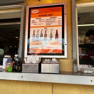 a menu on the wall