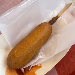 Corn dog is so so, bun is super oily and taste not good. Sausage is good