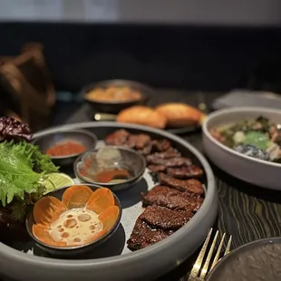 Wagyu, smoked collard greens, cornbread