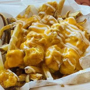 Mango habanero chicken fries were