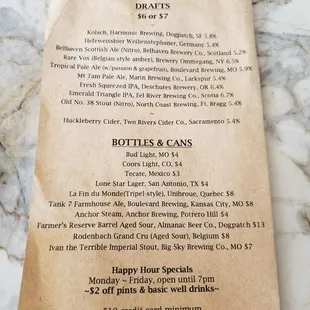 menu