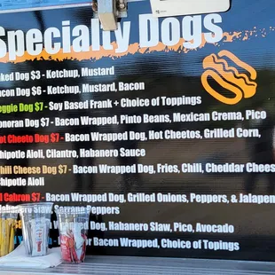 a menu for a special dog