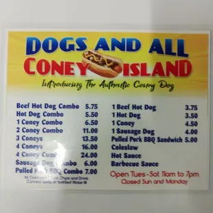 menu