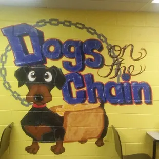 a dog on a chain