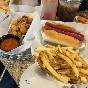 Angry Dog, Cheese Curds, French Fries