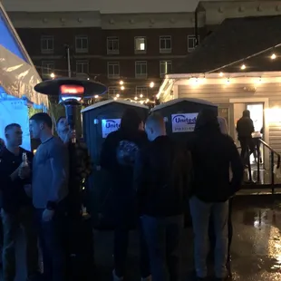 Outside. They installed Port-o-potties.