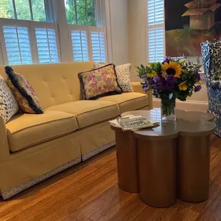 Custom sofa using performance fabric and custom table...perfect for our family room!