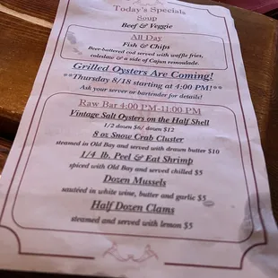 menu