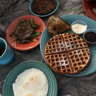 waffles, food
