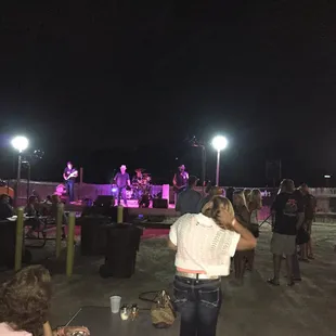 a band playing on stage