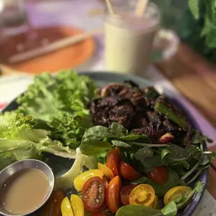 Food menu and banan pineapple smoothie