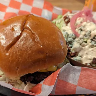 OG smashburger with wedge salad