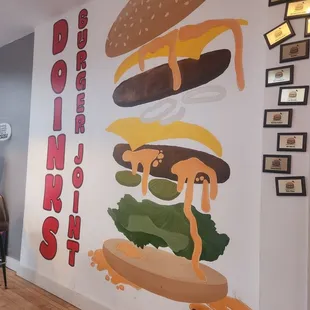 Indoor decor burger mural