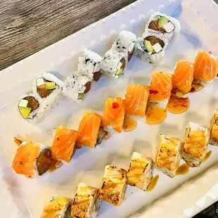 a variety of sushi on a plate