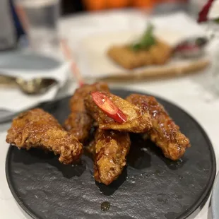 Wings and spring rolls