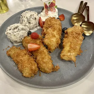 Fried Banana with Coconut Ice Cream