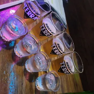 a variety of beer glasses