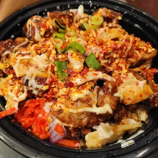 a close up of a bowl of food