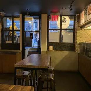 a view of a restaurant from the window