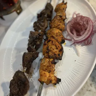 Lamb chicken kabob skewers