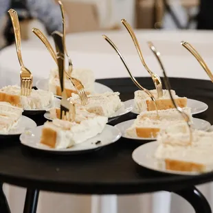 a tray of desserts on a table
