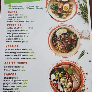 Grain bowl selections