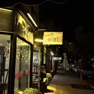 a storefront at night
