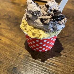 Oreo and pumpkin gelato in a "small" cup - look at how loaded that is! I rarely finish it