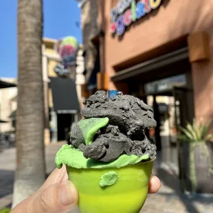 2 flavors kid size: Toasted Black Sesame and The Little Mermaid(pandan) both are vegan but so goood.