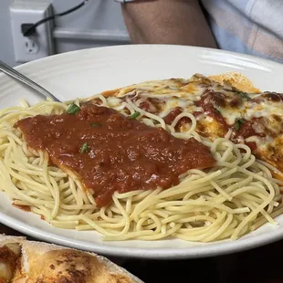 Chicken Parm with spaghetti! Looked amazing, my date said it was great! ;)