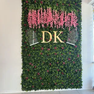 Backdrop on the wall.