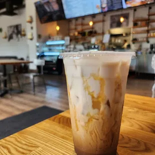 Iced carmel latte