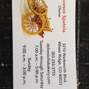 Owner's business card