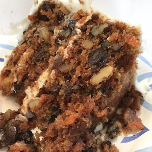 Close up of the best carrot cake I've ever HAD!