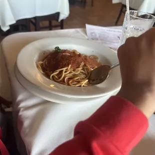 Spaghetti with red pasta