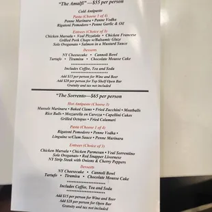 This is the menu that was shown to me after the menu