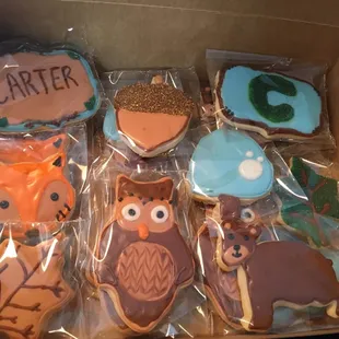 a box of decorated cookies