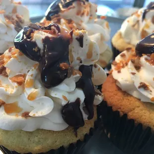 a close up of a cupcake