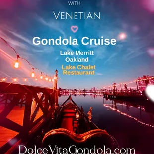 Authentic, Romantic Gondola Ride at the beautiful lake of Oakland.