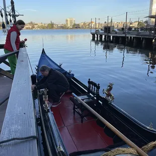 Our hosts preparing the gondola