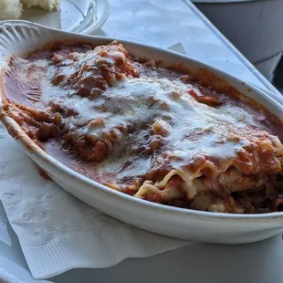 Meat Lasagna served with bread and salad $16