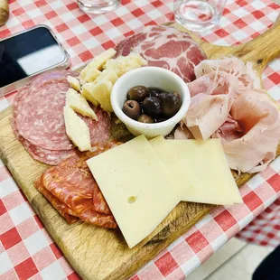One person charcuterie with provolone &amp; Parmesan